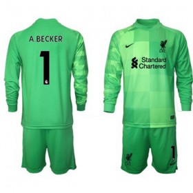 Jalkapallo Pelipaidat Liverpool Maalivahti Alisson Becker 1 Lasten Kotipaita 2021-2022 Pitkähihainen